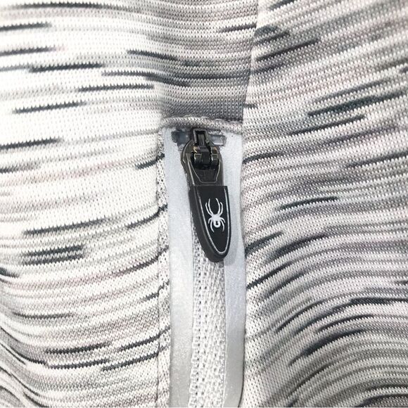 Spyder Active Gray White Marled Heather Print Turtleneck Activewear Pullover - Picture 11 of 16